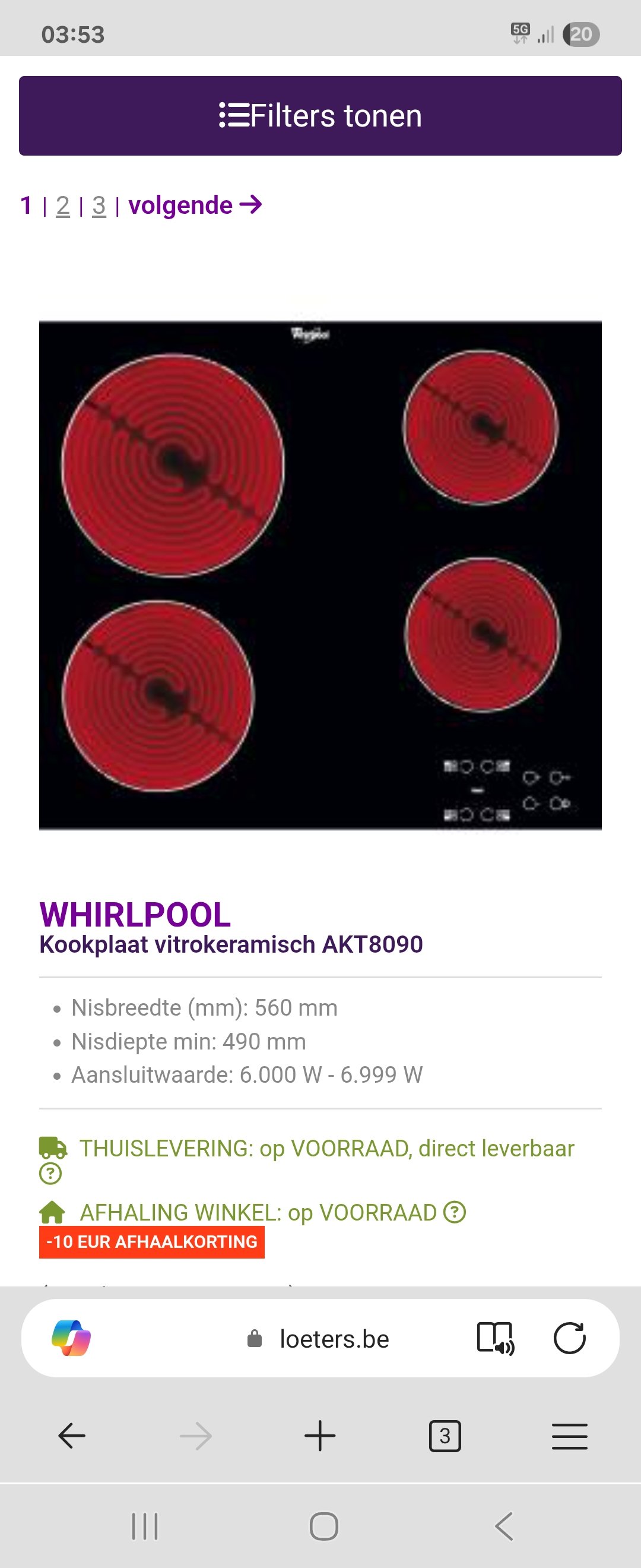KOOKPLAAT SAMSUNG AKT 8090