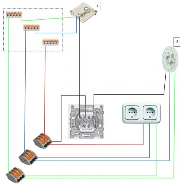 onderwijs projector Kruipen Aanleg-->schakelaar+stopcontact+2 lampen in badkamer | KLUSIDEE.NL