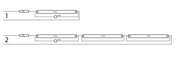 Meerder TL buizen serieel te |