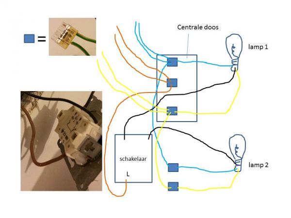 Aansluiten dubbele schakelaar 2 lampen.... |