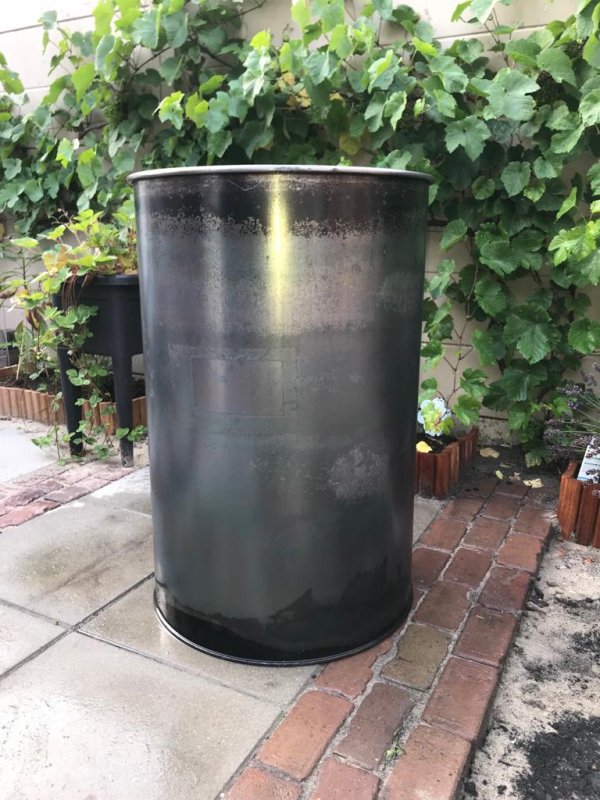 IBC hottub met olievat-kachel, |